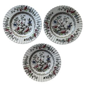 J & G Meakin Kashmir Classic White English Staffordshire Set 10" Dinner Plates